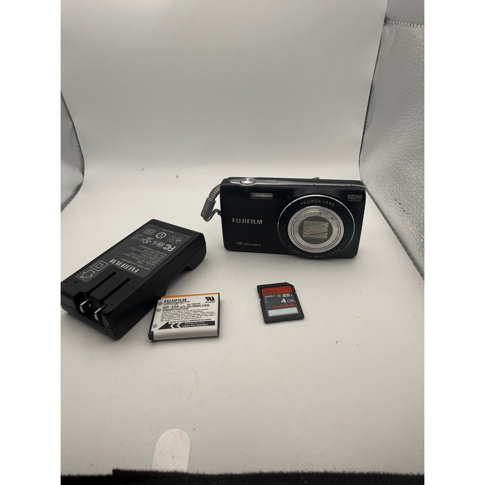 Fujifilm FinePix JX580 16MP Digital Camera Black 8x Zoom Bundle Charger SD Card
